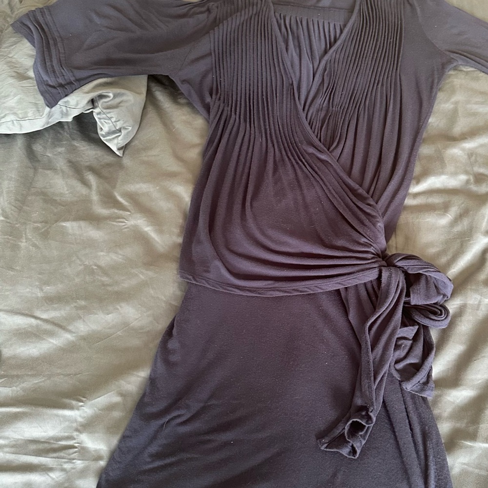 Elegant Navy Blue Wrap Dress